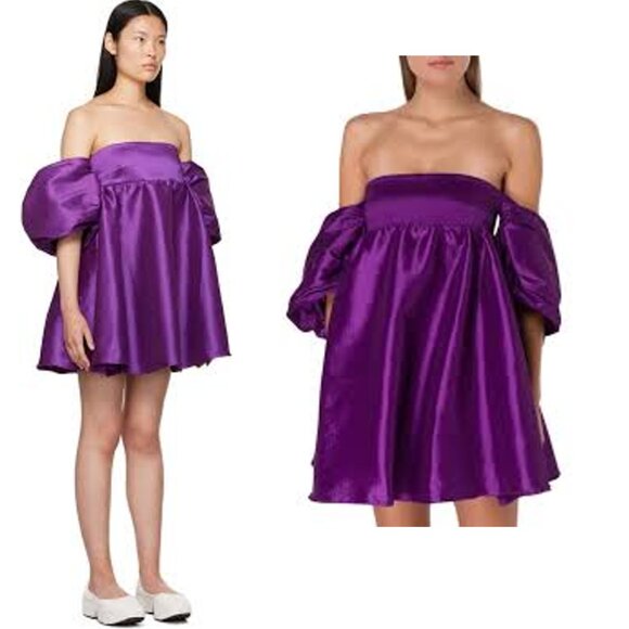 Kika Vargas Purple Off the Shoulder Gitta Formal Mini Dress NWT Size XS - Picture 2 of 7